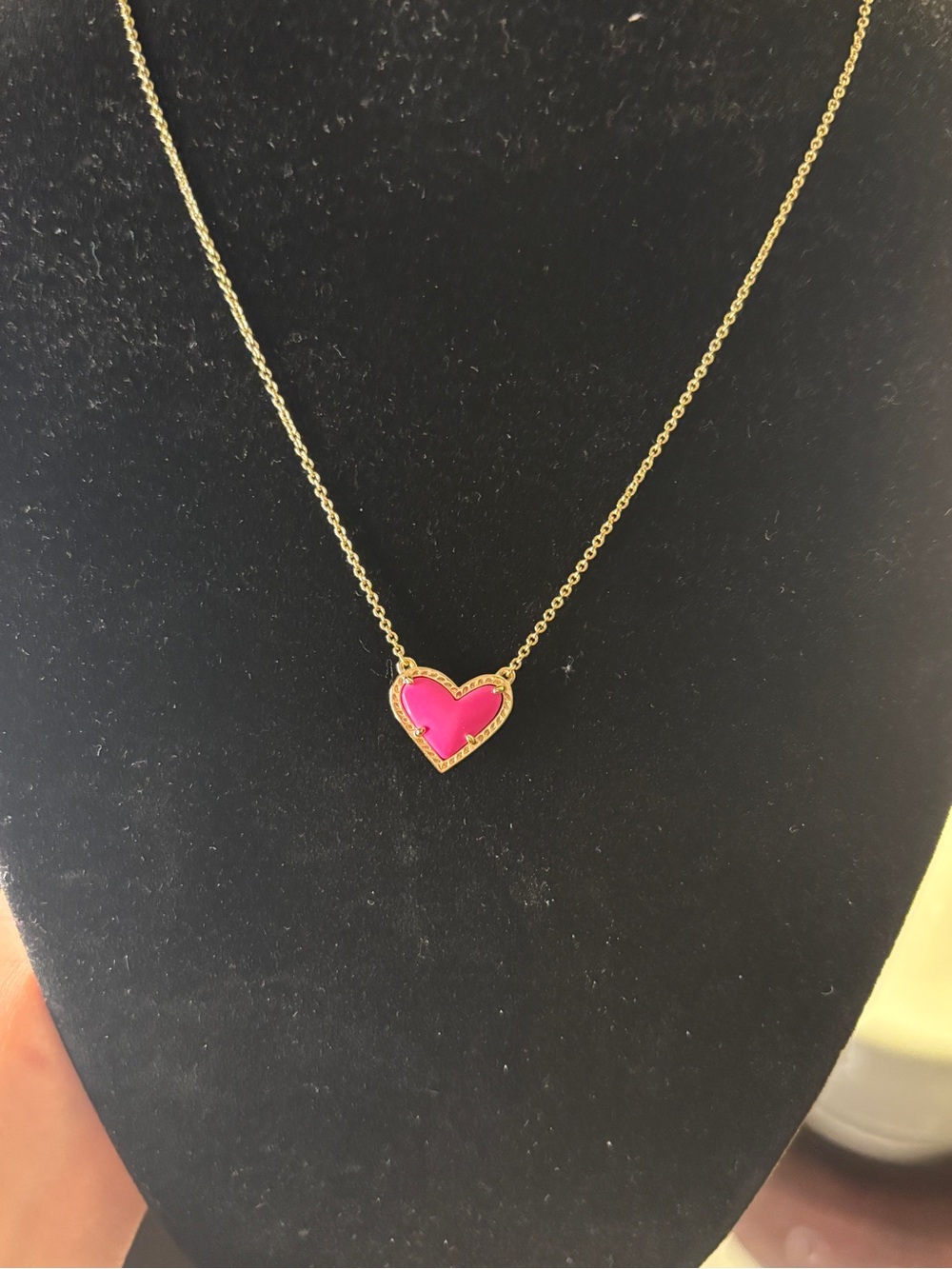 Ari Heart Gold Pendant Necklace in Neon Pink
